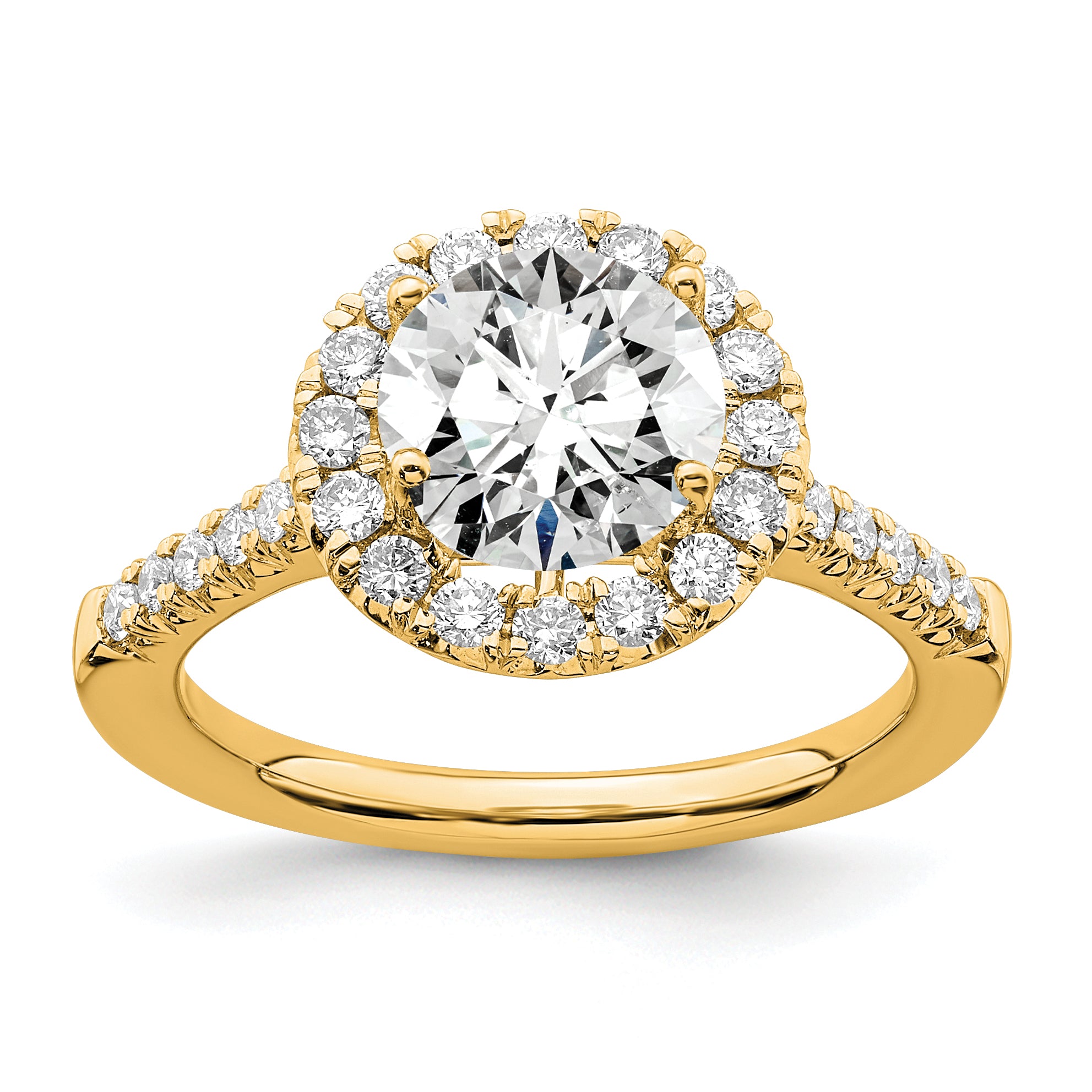 14k 1/2 carat Lab Grown Diamond VS/SI+ G+ 2 carat Center Round Semi Mount Engagement Ring Main image