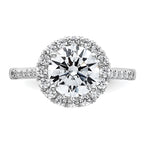 14kw Lab Grown VS/SI+ G+ Dia Round Halo Semi-mount Engagement Ring