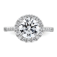 14kw Lab Grown VS/SI+ G+ Dia Round Halo Semi-mount Engagement Ring