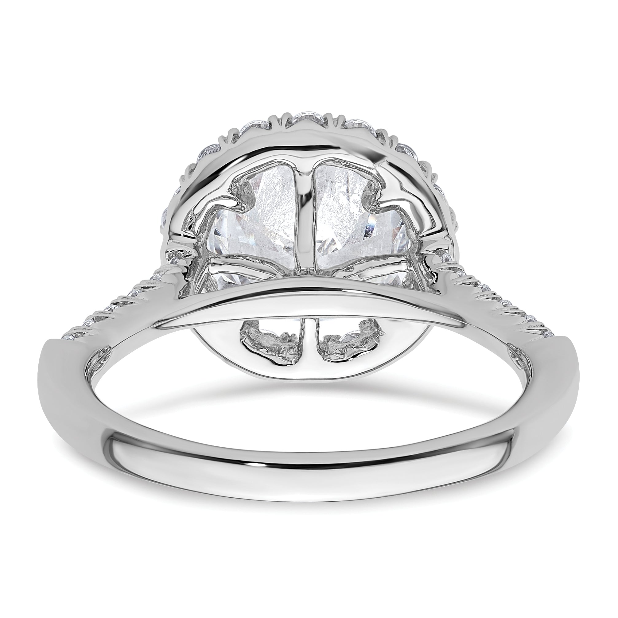 14kw Lab Grown VS/SI+ G+ Dia Round Halo Semi-mount Engagement Ring