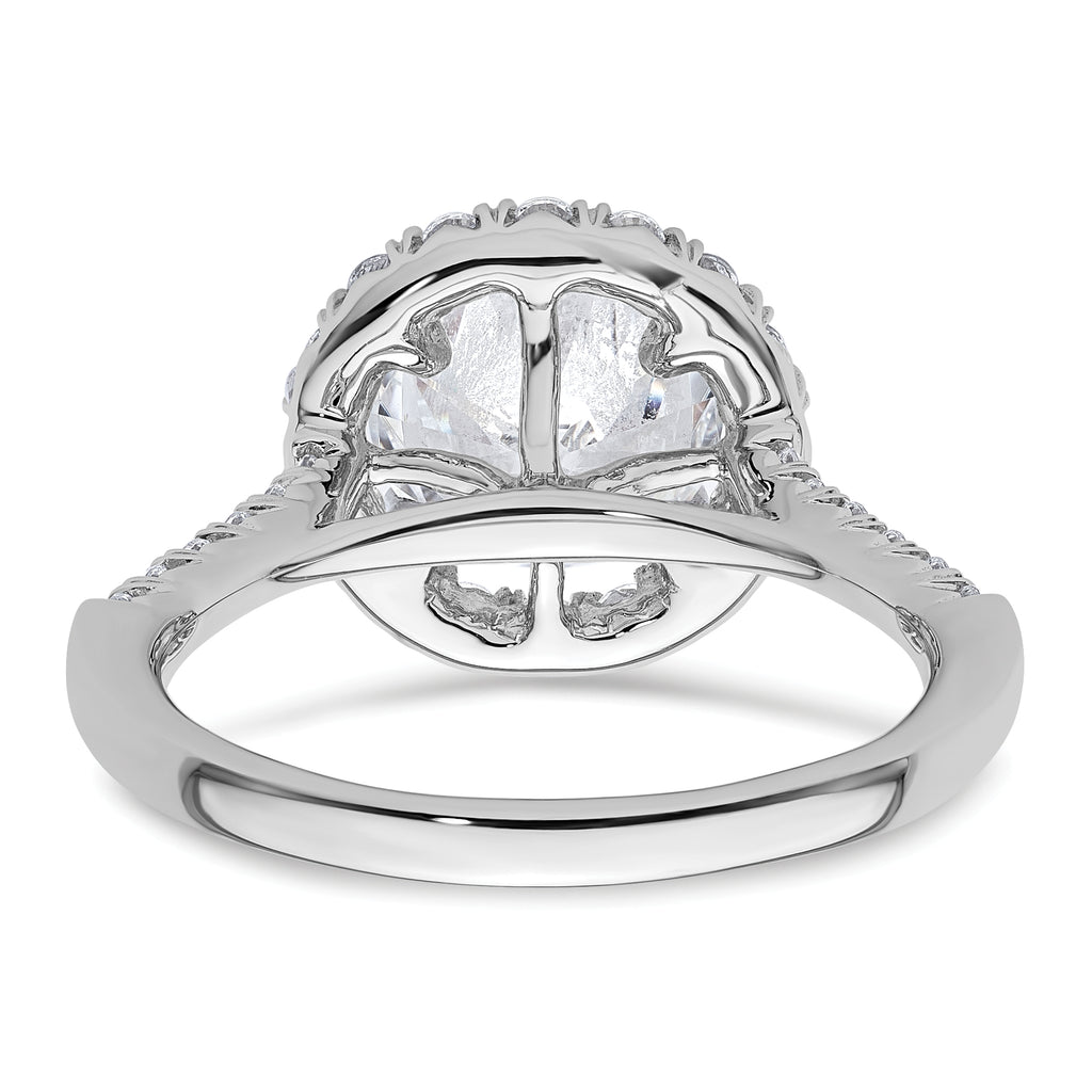 14kw Lab Grown VS/SI+ G+ Dia Round Halo Semi-mount Engagement Ring