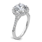 14kw Lab Grown VS/SI+ G+ Dia Round Halo Semi-mount Engagement Ring