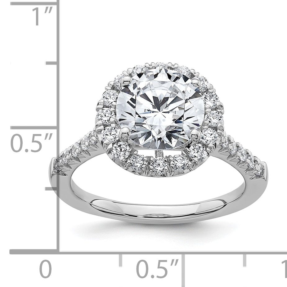 14kw Lab Grown VS/SI+ G+ Dia Round Halo Semi-mount Engagement Ring