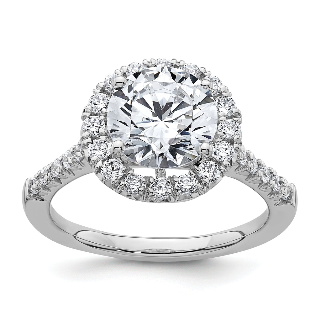 14kw Lab Grown VS/SI+ G+ Dia Round Halo Semi-mount Engagement Ring