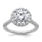 14kw Lab Grown VS/SI+ G+ Dia Round Halo Semi-mount Engagement Ring