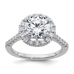 14kw Lab Grown VS/SI+ G+ Dia Round Halo Semi-mount Engagement Ring