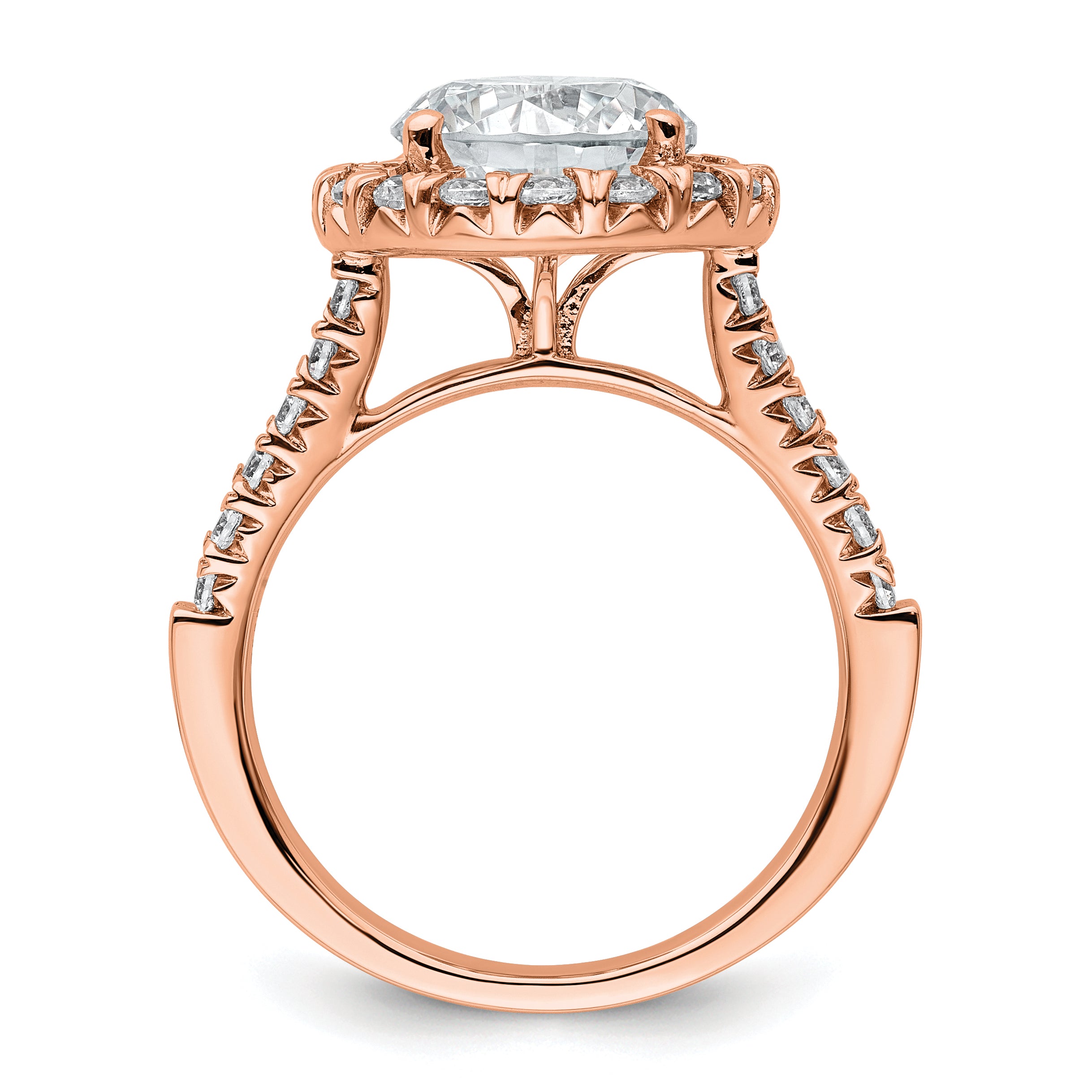 14k Rose Gold 5/8 carat Lab Grown Diamond VS/SI+ G+ 3 carat Center Round Semi Mount Engagement Ring Secondary image