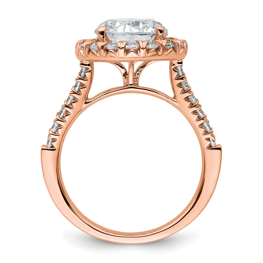 14k Rose Gold 5/8 carat Lab Grown Diamond VS/SI+ G+ 3 carat Center Round Semi Mount Engagement Ring