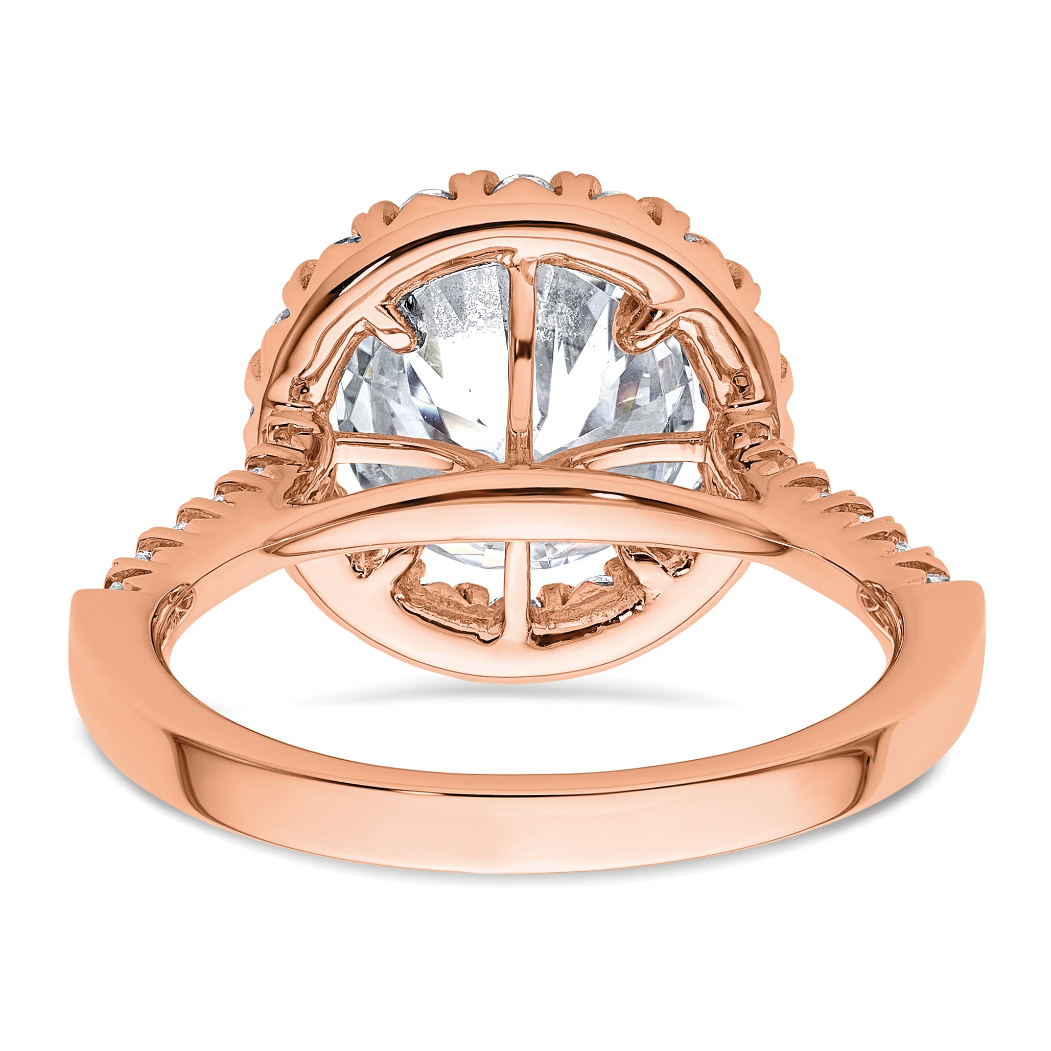 14k Rose Gold 5/8 carat Lab Grown Diamond VS/SI+ G+ 3 carat Center Round Semi Mount Engagement Ring