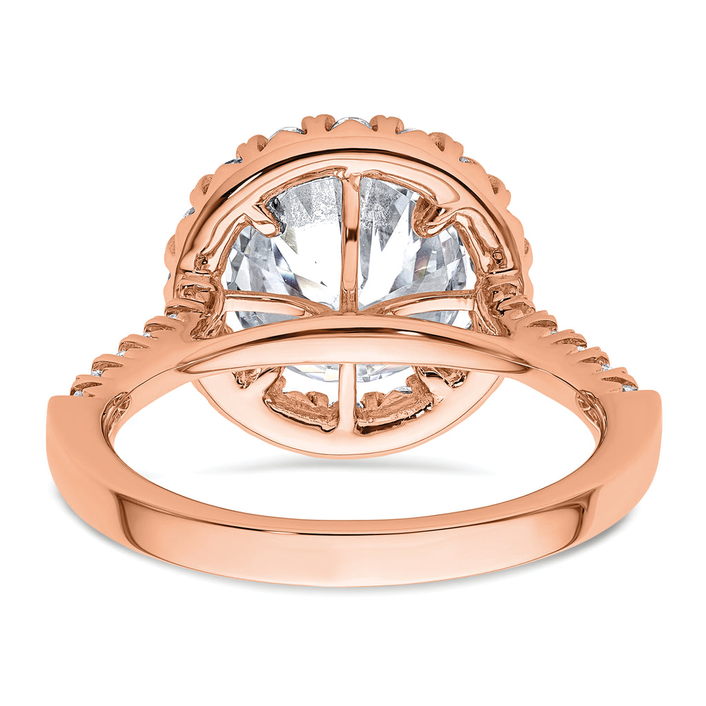 14k Rose Gold 5/8 carat Lab Grown Diamond VS/SI+ G+ 3 carat Center Round Semi Mount Engagement Ring