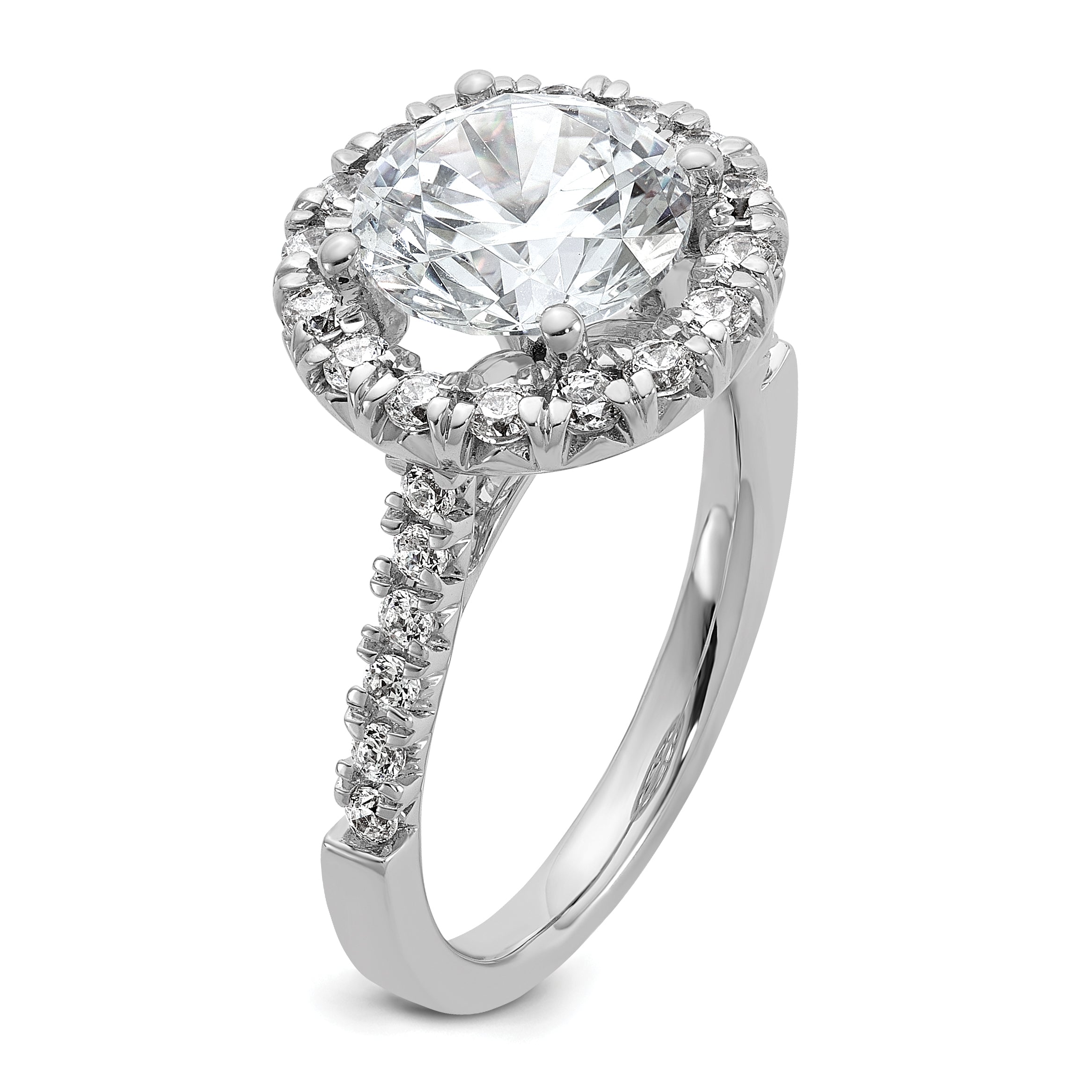 14k White Gold 1/2 carat Lab Grown Diamond VS/SI+ G+ 2 carat Center Round Semi Mount Engagement Ring Secondary image