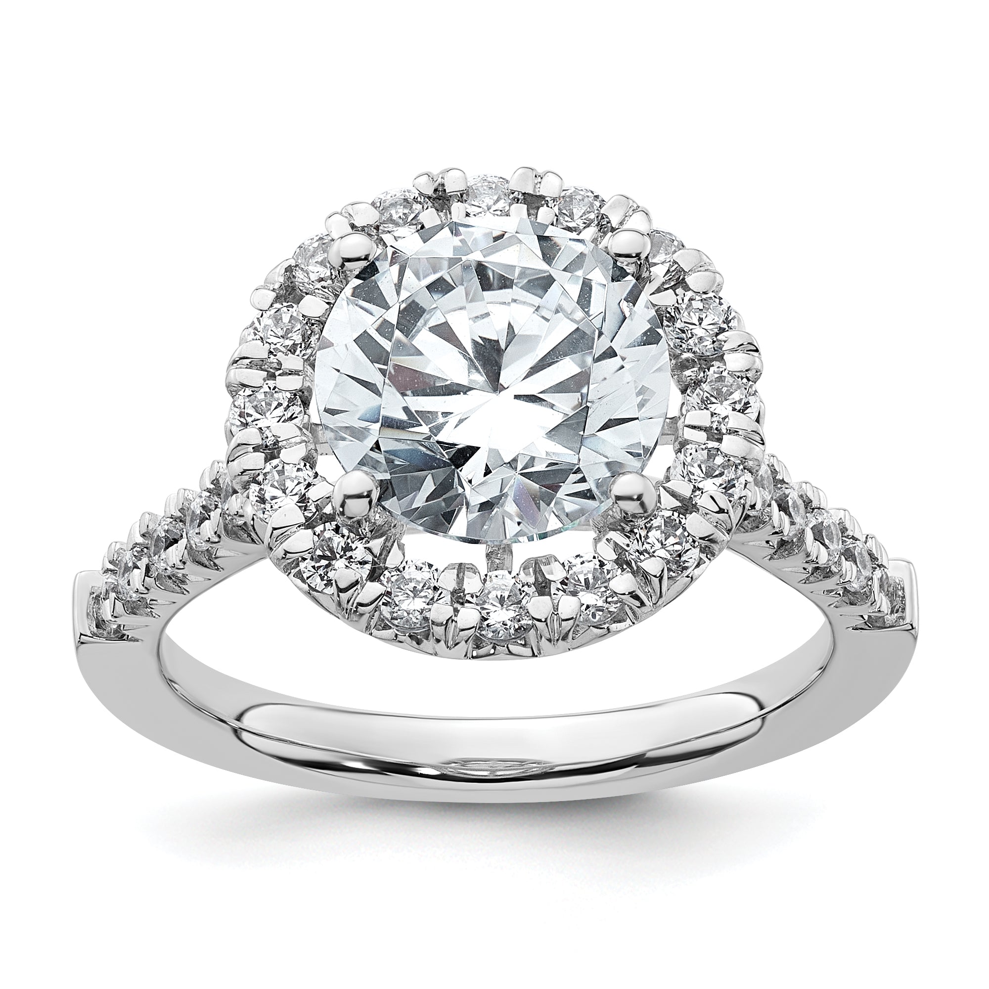 14k Rose Gold 5/8 carat Lab Grown Diamond VS/SI+ G+ 3 carat Center Round Semi Mount Engagement Ring Main image