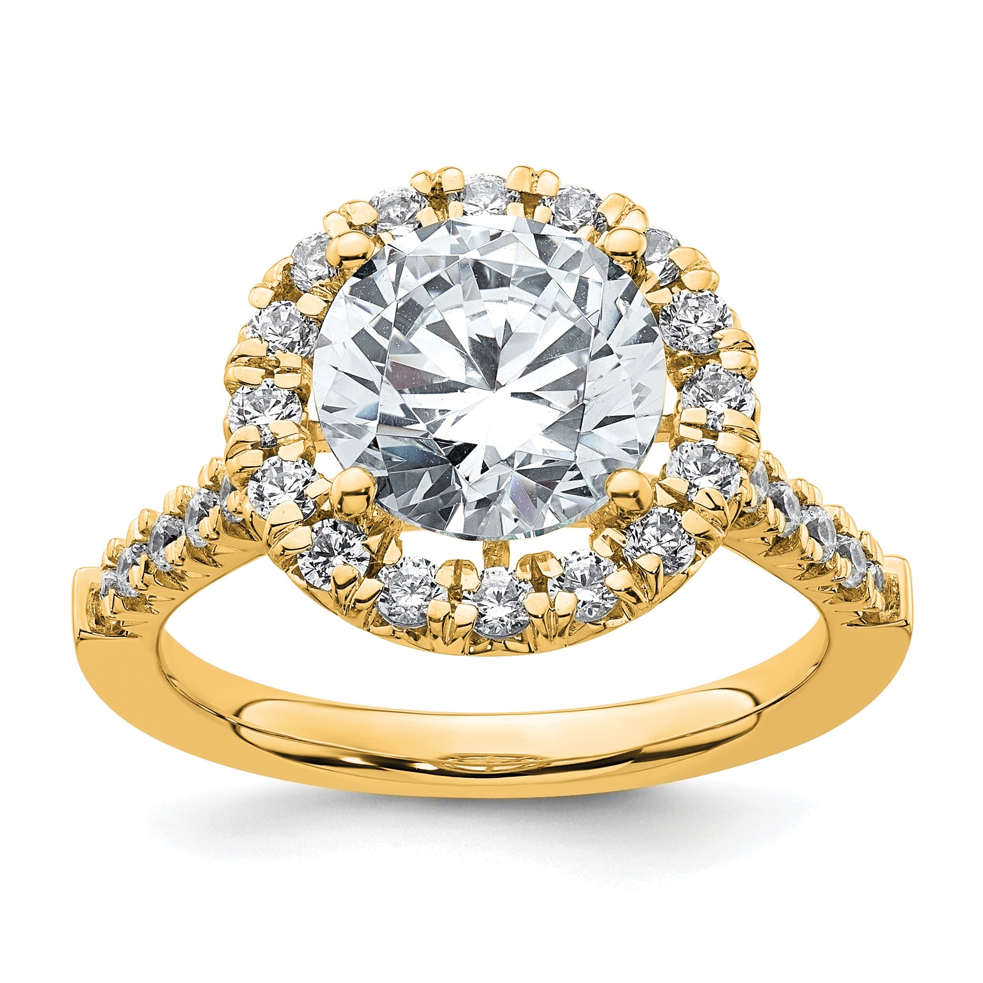 14k 5/8 carat Lab Grown Diamond VS/SI+ G+ 3 carat Center Round Semi Mount Engagement Ring