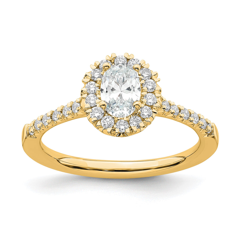 Oval Lab-Grown Diamond Halo Engagement Ring in 14K Yellow Gold (3/4 ct. tw.), Size 7 - Sophia Jewelers