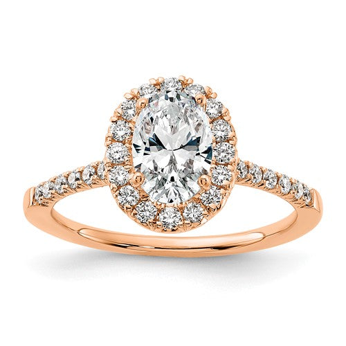 Oval Lab-Grown Diamond Halo Engagement Ring in 14K Rose Gold (1 3/8 ct. tw.), Size 7 - Sophia Jewelers