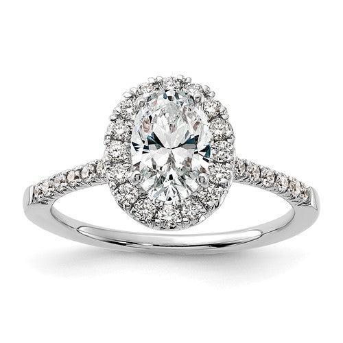 Oval Lab-Grown Diamond Halo Engagement Ring in 14K White Gold (1 3/8 ct. tw.), Size 7 - Sophia Jewelers