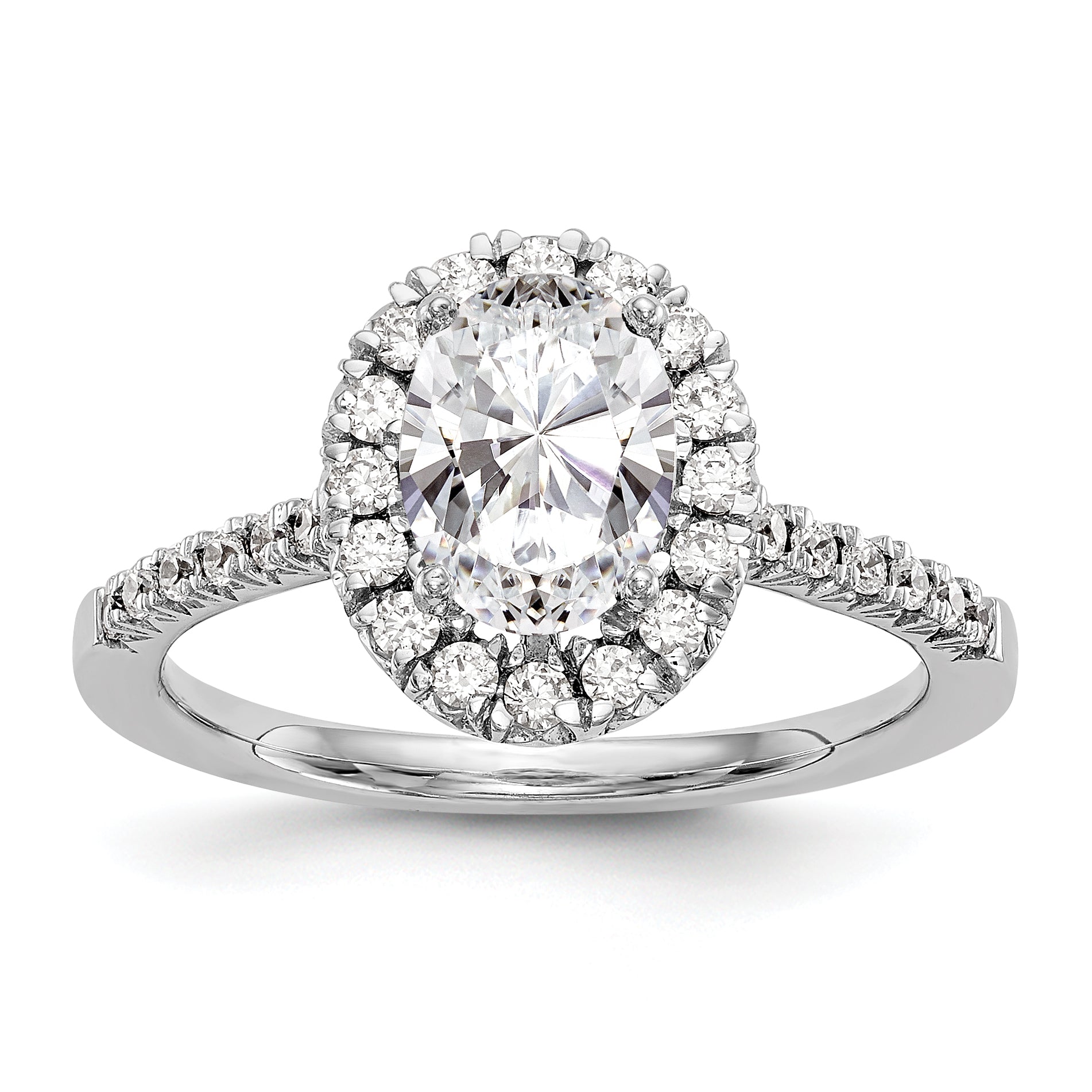 True Origin 14k 7/8 carat Certified Lab Grown Diamond VS+ F+ Oval Complete Halo Engagement Ring Main image