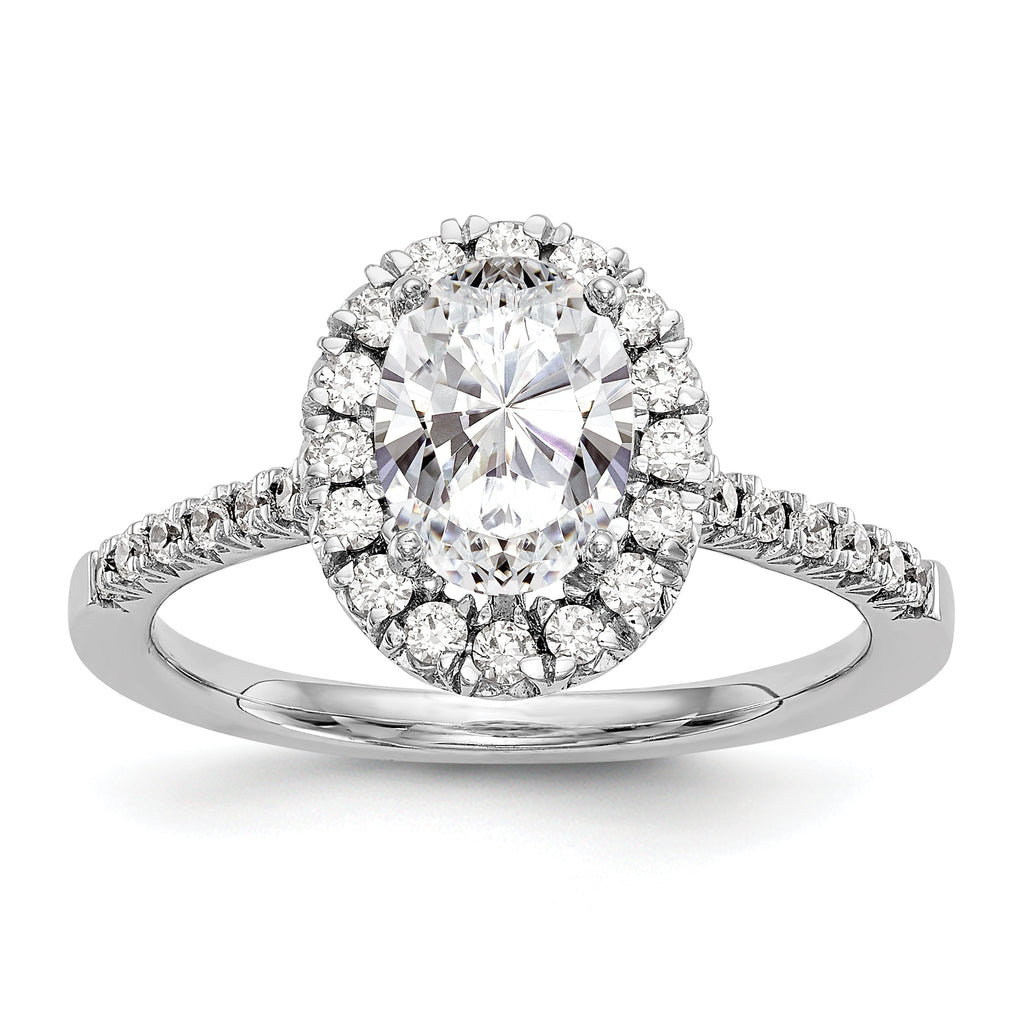 True Origin 14k 7/8 carat Certified Lab Grown Diamond VS+ F+ Oval Complete Halo Engagement Ring