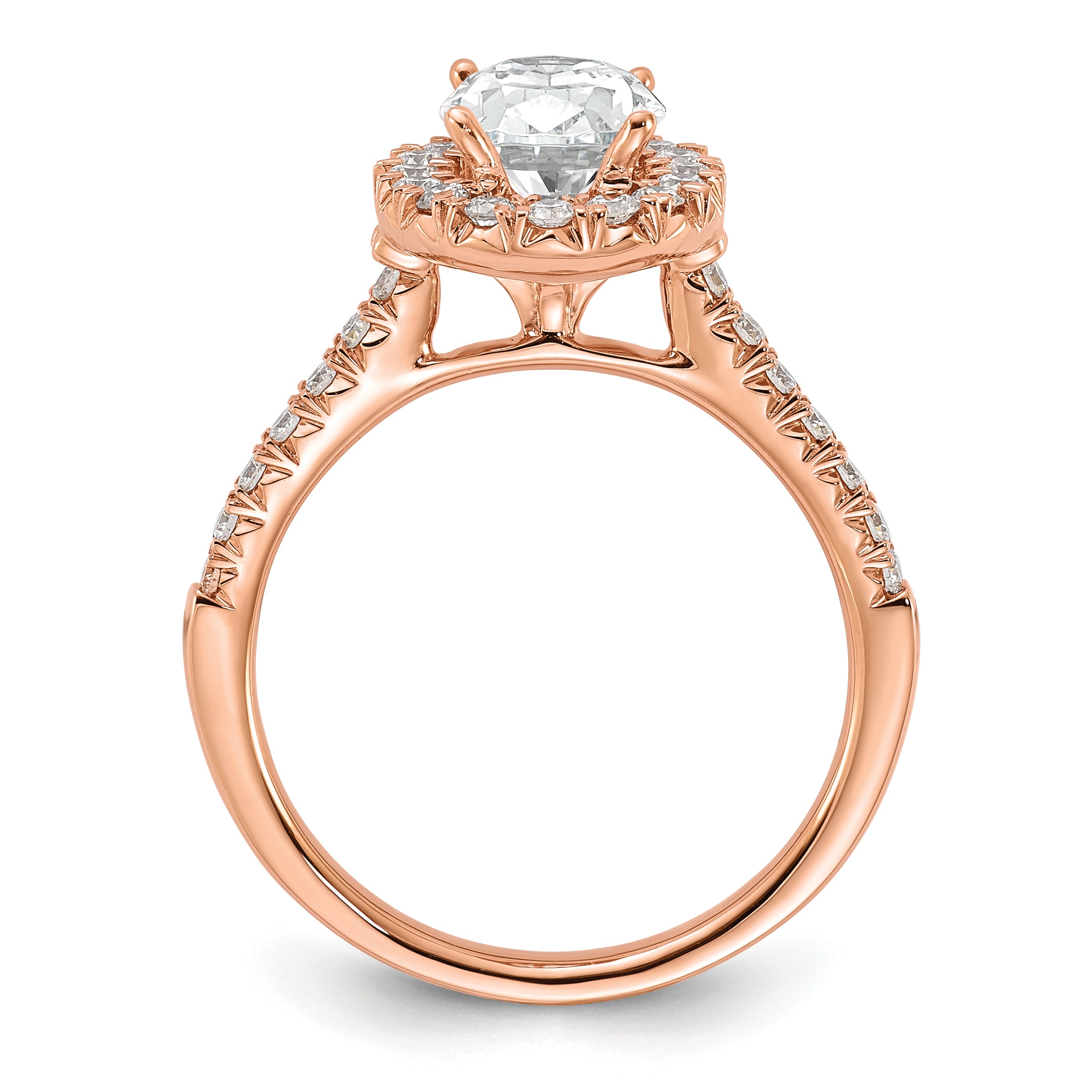 14k Rose Gold 1/2 carat Lab Grown Diamond VS/SI+ G+ 1 1/2 carat Center Oval Semi Mount Halo Engagement Ring Secondary image