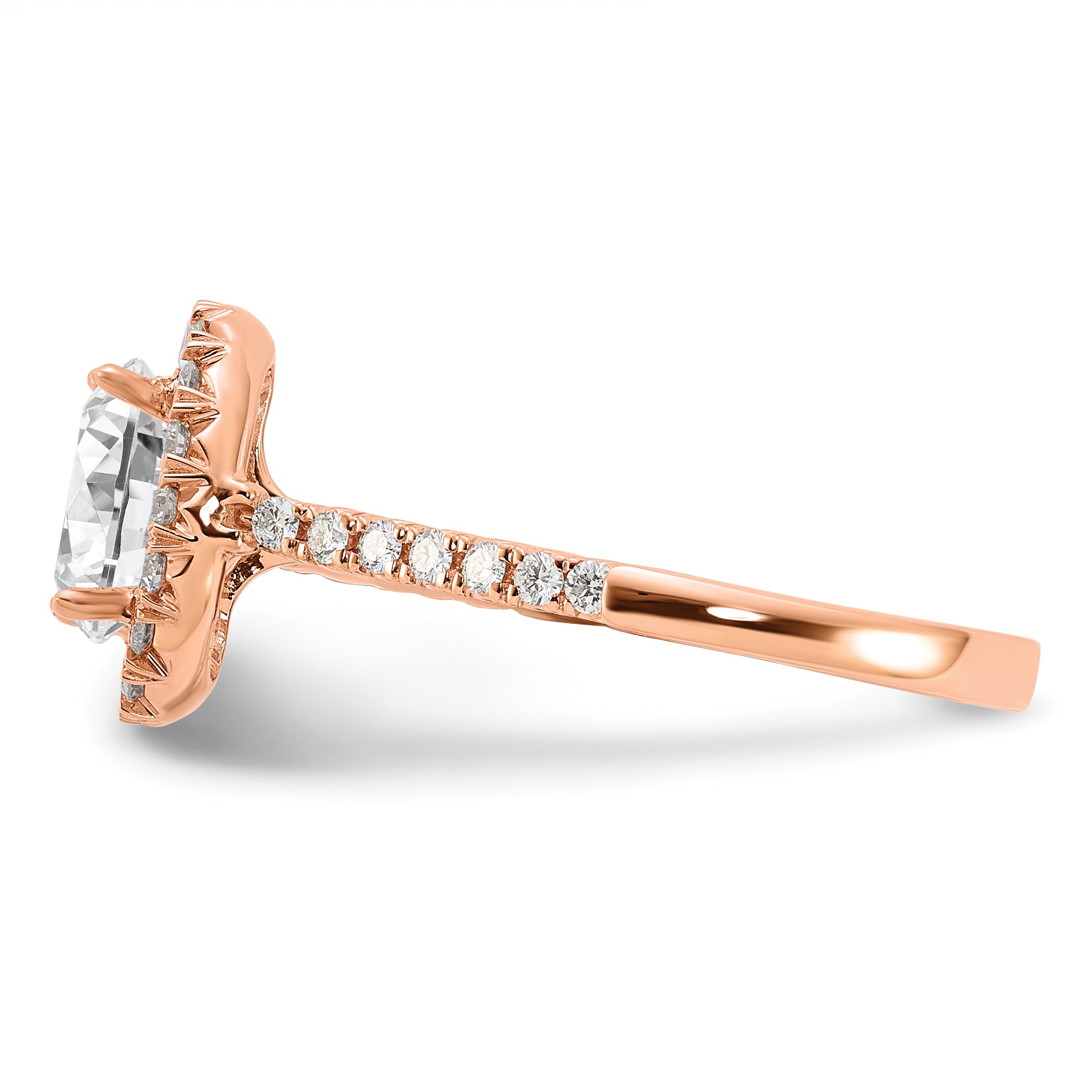 14k Rose Gold 1/2 carat Lab Grown Diamond VS/SI+ G+ 1 1/2 carat Center Oval Semi Mount Halo Engagement Ring