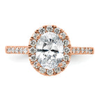 14k Rose Gold 1/2 carat Lab Grown Diamond VS/SI+ G+ 1 1/2 carat Center Oval Semi Mount Halo Engagement Ring