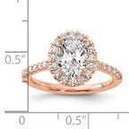 14k Rose Gold 1/2 carat Lab Grown Diamond VS/SI+ G+ 1 1/2 carat Center Oval Semi Mount Halo Engagement Ring