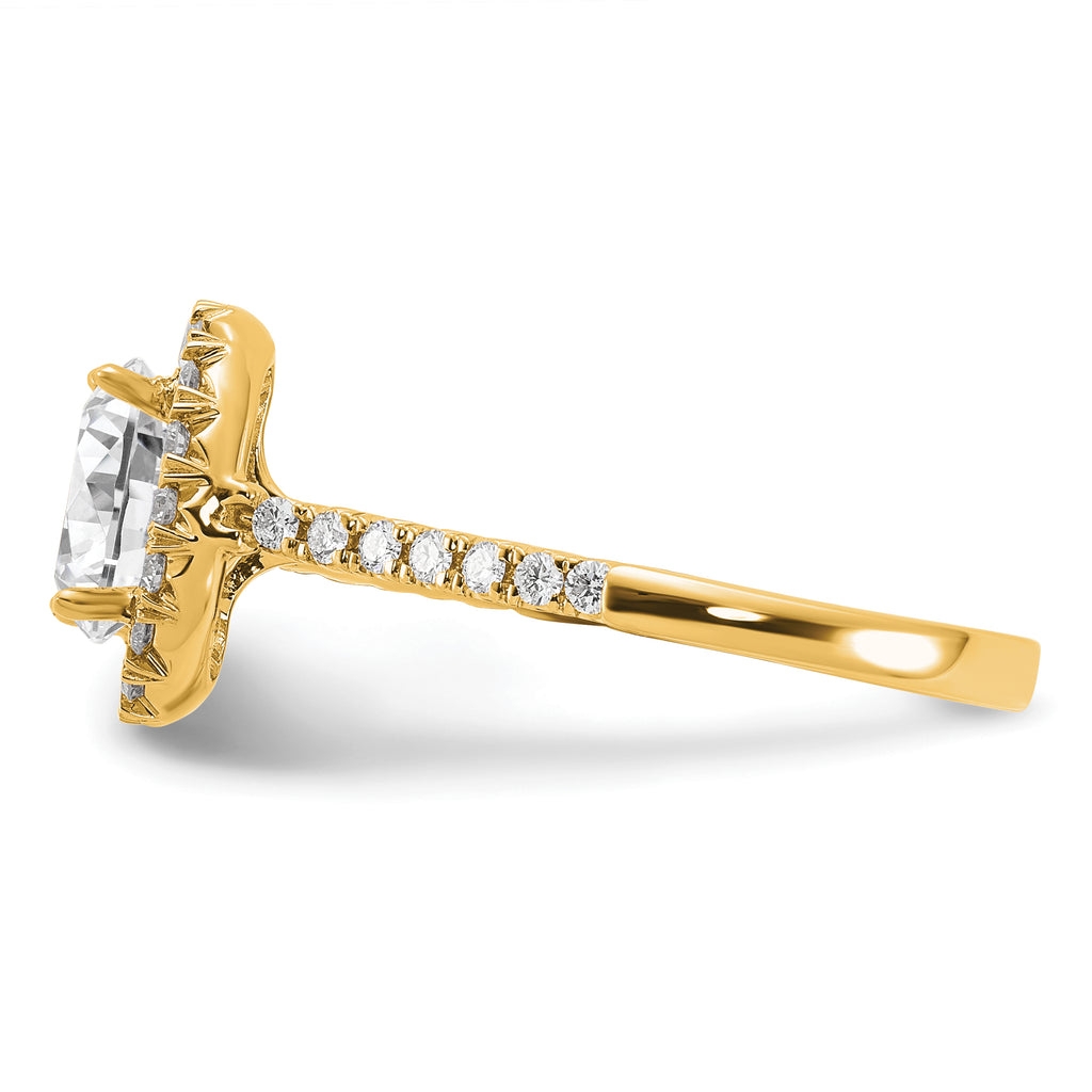 14k 1/2 carat Lab Grown Diamond VS/SI+ G+ 1 1/2 carat Center Oval Semi Mount Halo Engagement Ring