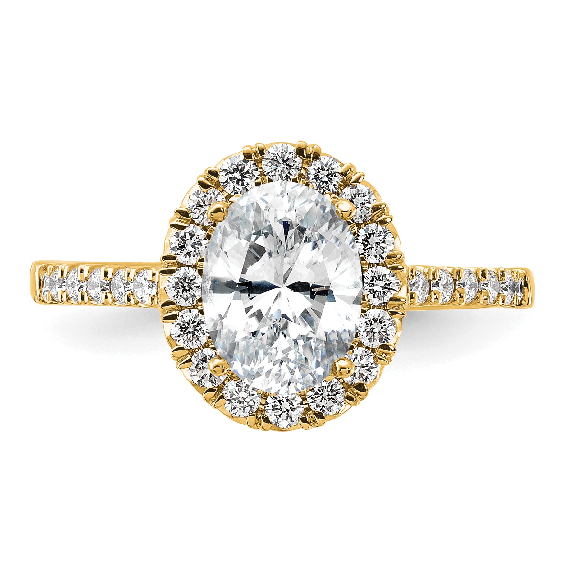 14k 1/2 carat Lab Grown Diamond VS/SI+ G+ 1 1/2 carat Center Oval Semi Mount Halo Engagement Ring