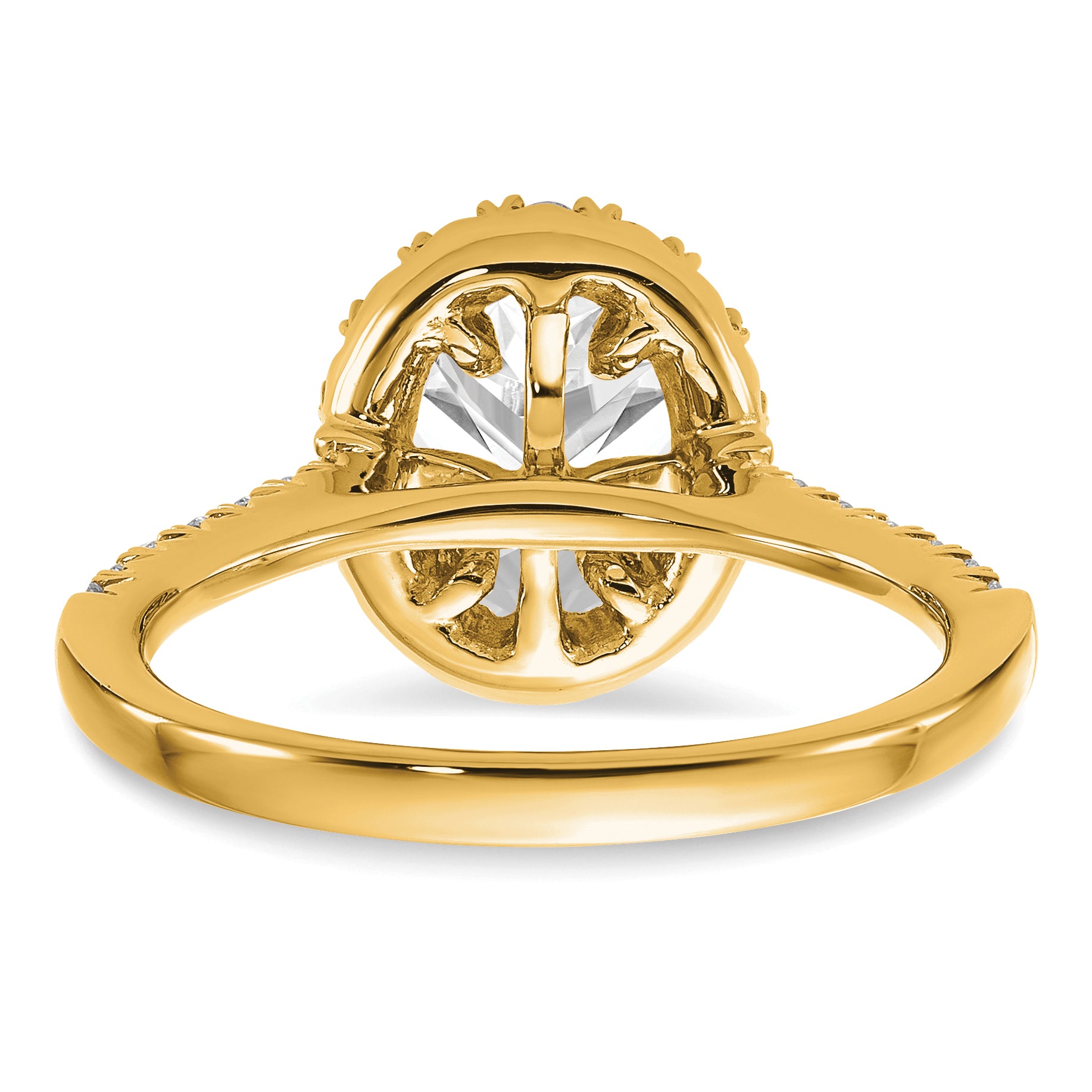14k 1/2 carat Lab Grown Diamond VS/SI+ G+ 1 1/2 carat Center Oval Semi Mount Halo Engagement Ring