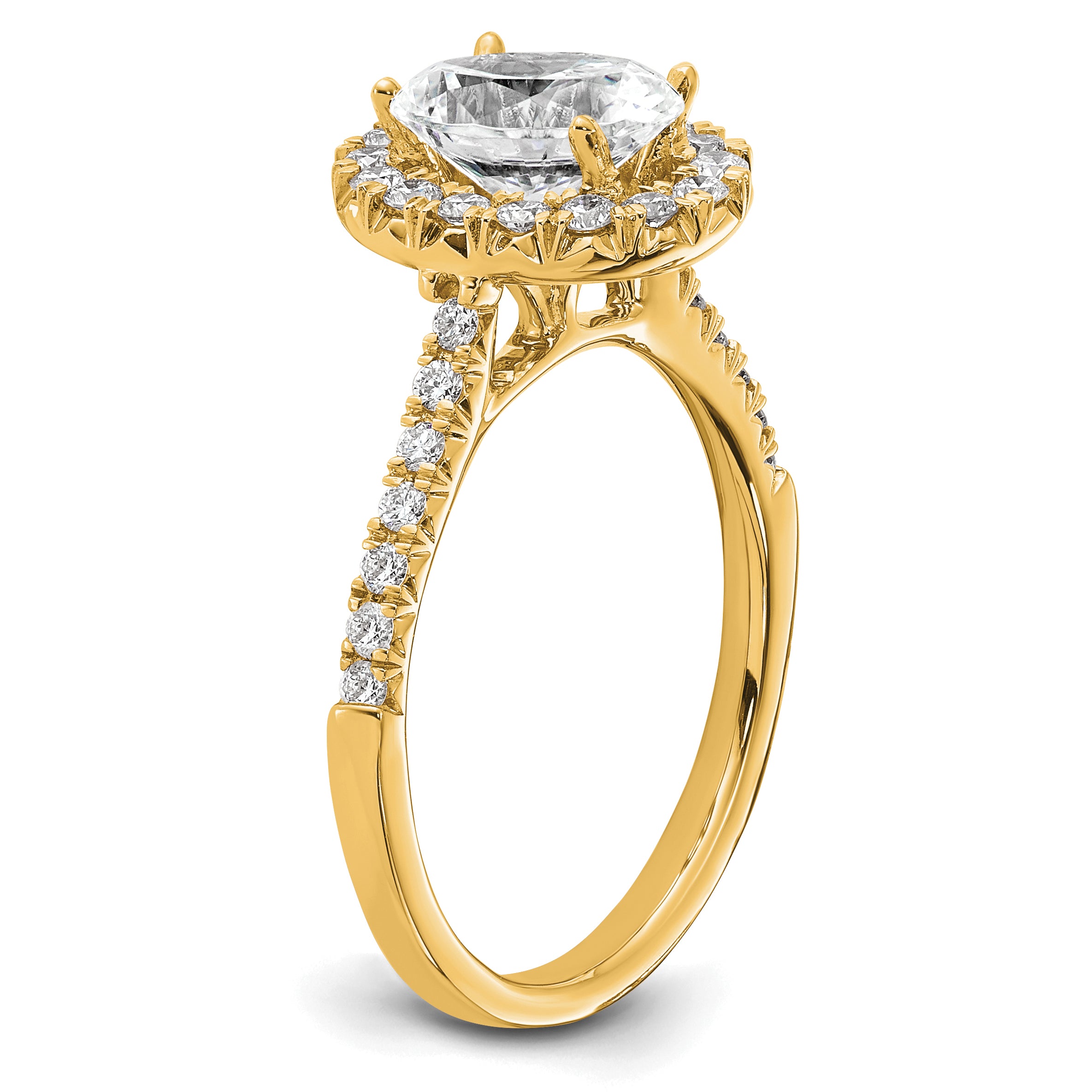 14k 1/2 carat Lab Grown Diamond VS/SI+ G+ 1 1/2 carat Center Oval Semi Mount Halo Engagement Ring