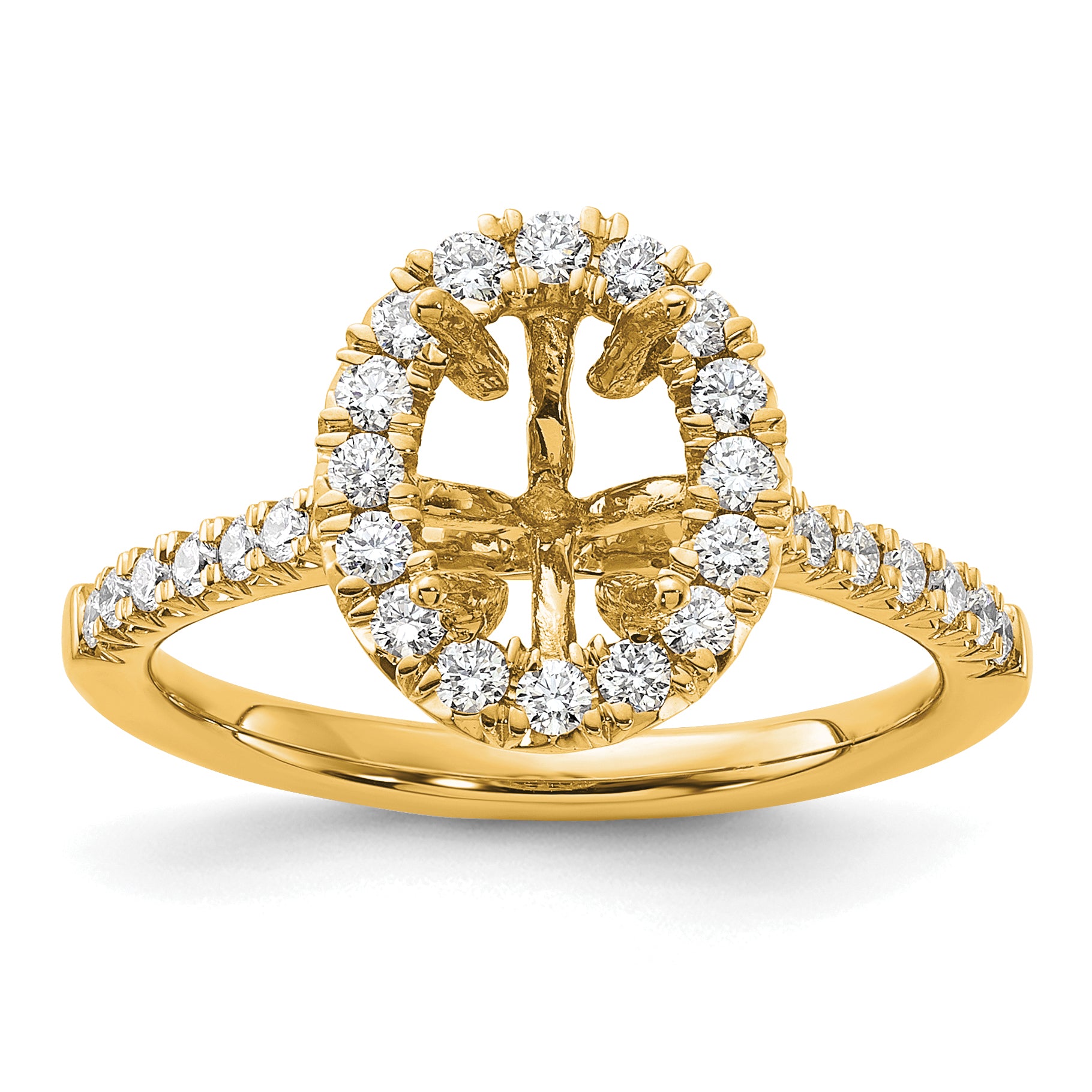 14k 1/2 carat Lab Grown Diamond VS/SI+ G+ 1 1/2 carat Center Oval Semi Mount Halo Engagement Ring
