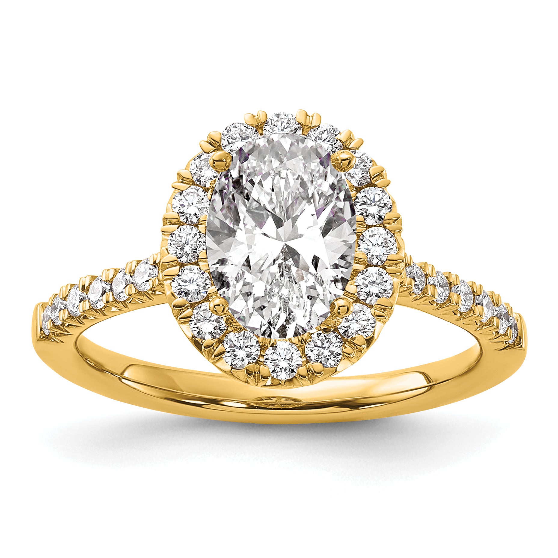14k 1/2 carat Lab Grown Diamond VS/SI+ G+ 1 1/2 carat Center Oval Semi Mount Halo Engagement Ring Main image