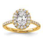 14k 1/2 carat Lab Grown Diamond VS/SI+ G+ 1 1/2 carat Center Oval Semi Mount Halo Engagement Ring