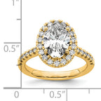 14k 1/2 carat Lab Grown Diamond VS/SI+ G+ 2 carat Center Oval Semi Mount Halo Engagement Ring