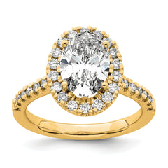 14k 1/2 carat Lab Grown Diamond VS/SI+ G+ 2 carat Center Oval Semi Mount Halo Engagement Ring