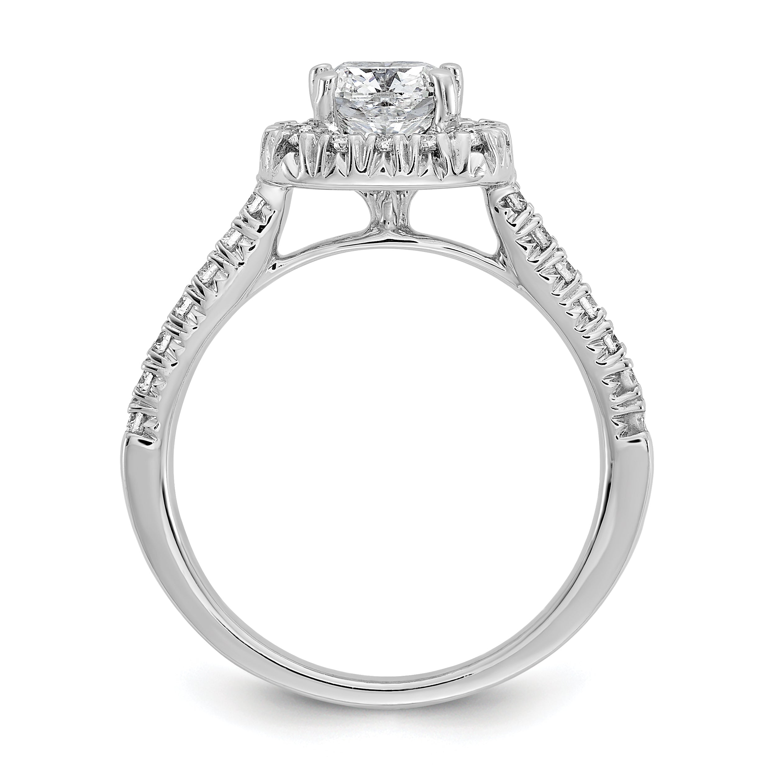 14k 3/8 carat Lab Grown Diamond VS/SI+ G+ 1 carat Cushion Center Semi Mount Halo Engagement Ring