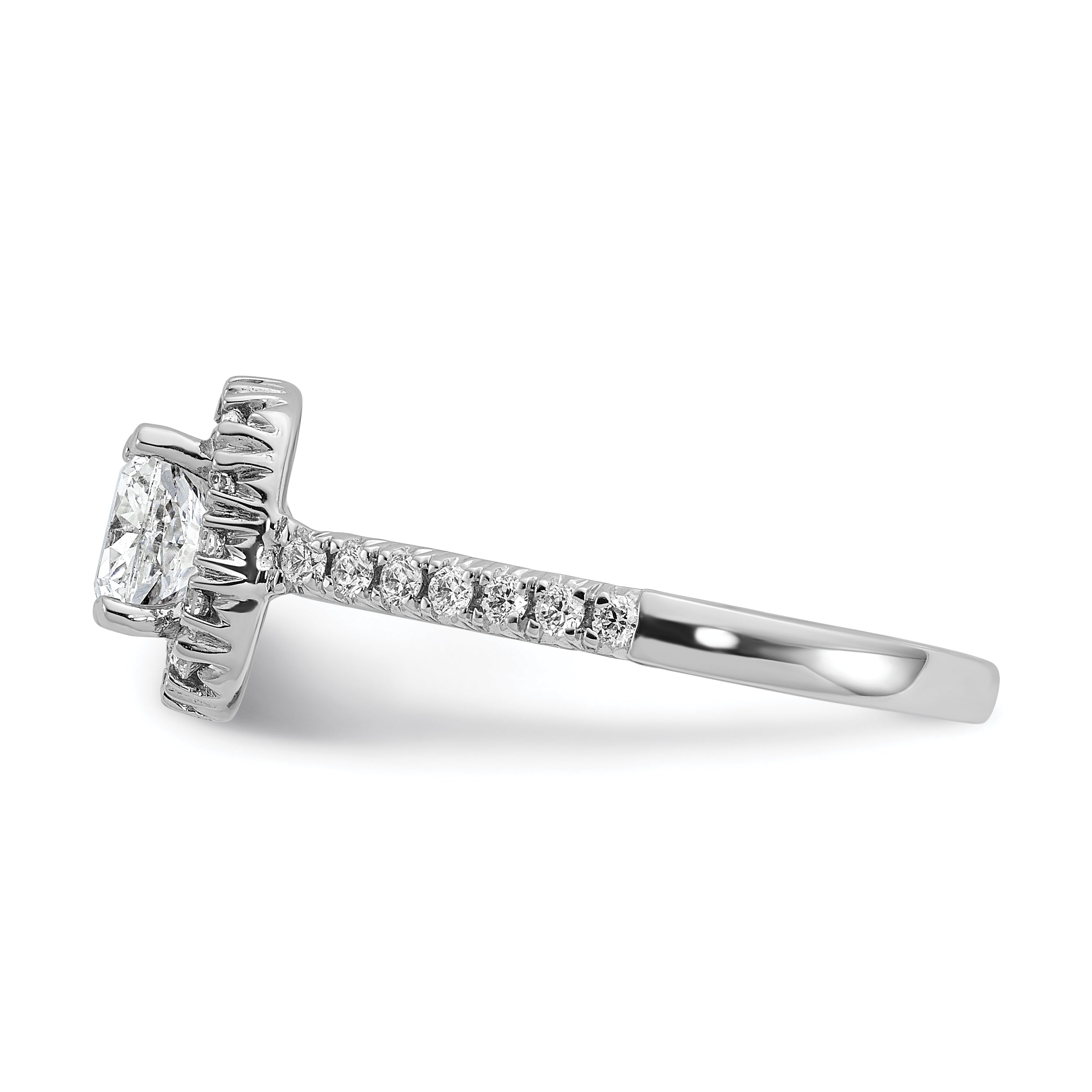 14k 3/8 carat Lab Grown Diamond VS/SI+ G+ 1 carat Cushion Center Semi Mount Halo Engagement Ring