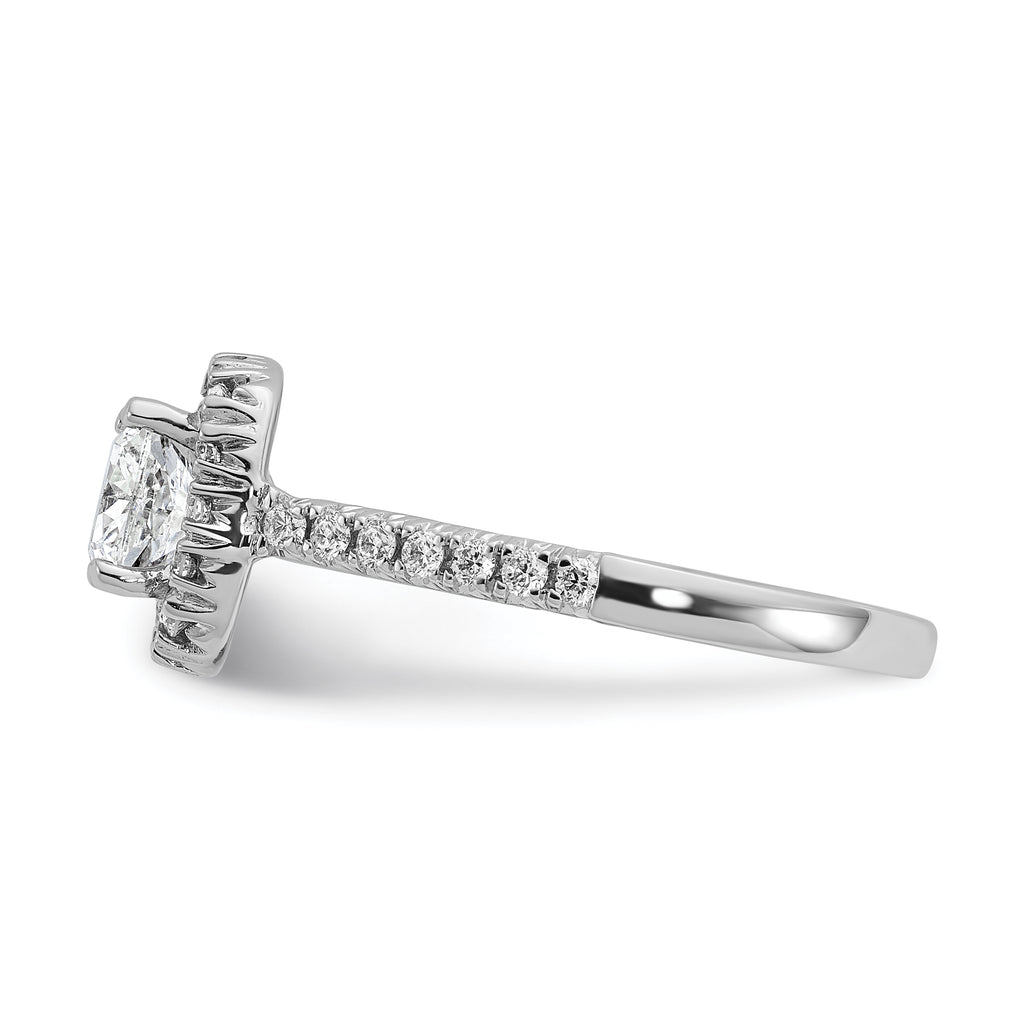 14k 3/8 carat Lab Grown Diamond VS/SI+ G+ 1 carat Cushion Center Semi Mount Halo Engagement Ring