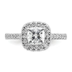 14k 3/8 carat Lab Grown Diamond VS/SI+ G+ 1 carat Cushion Center Semi Mount Halo Engagement Ring