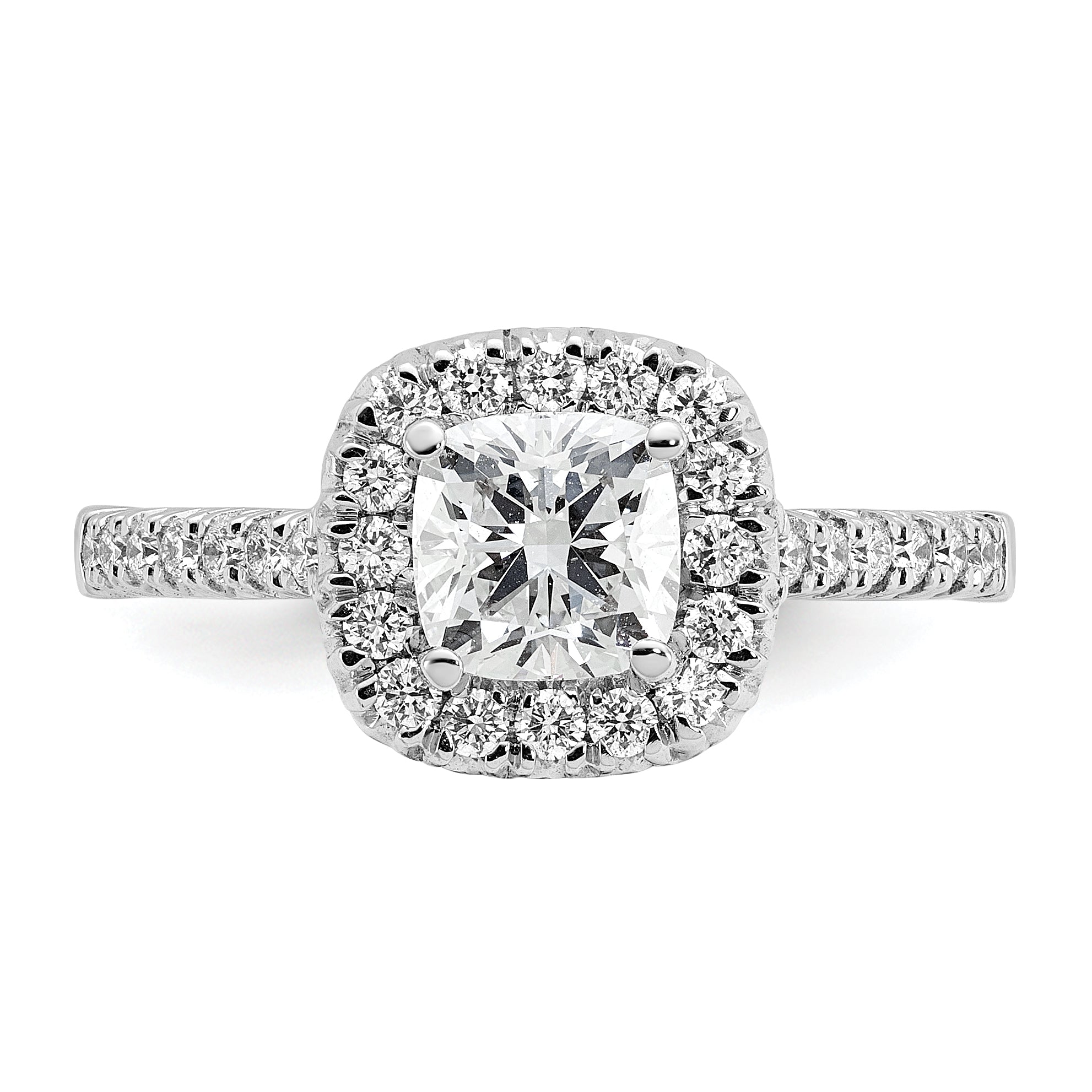 14k 3/8 carat Lab Grown Diamond VS/SI+ G+ 1 carat Cushion Center Semi Mount Halo Engagement Ring