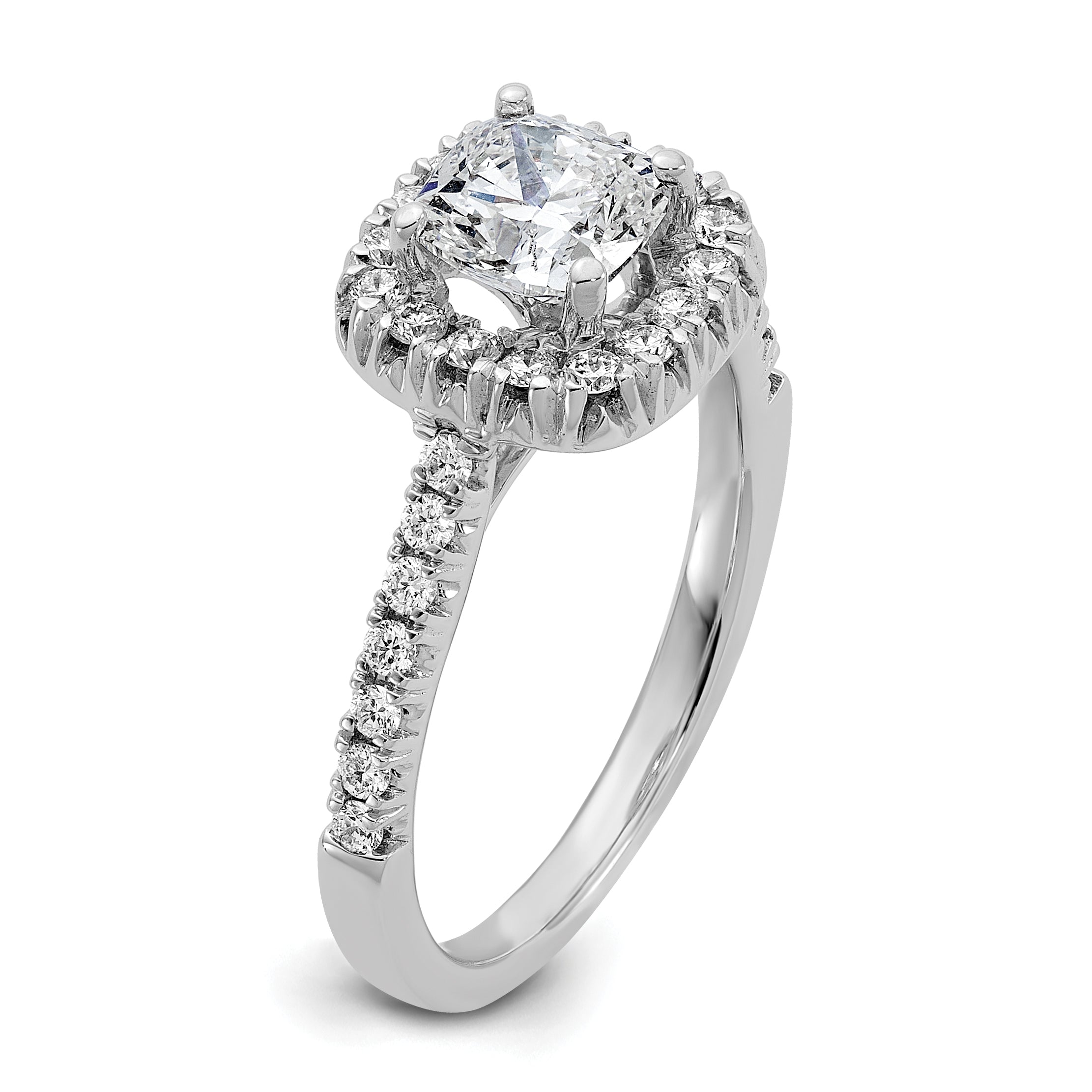 14k 3/8 carat Lab Grown Diamond VS/SI+ G+ 1 carat Cushion Center Semi Mount Halo Engagement Ring