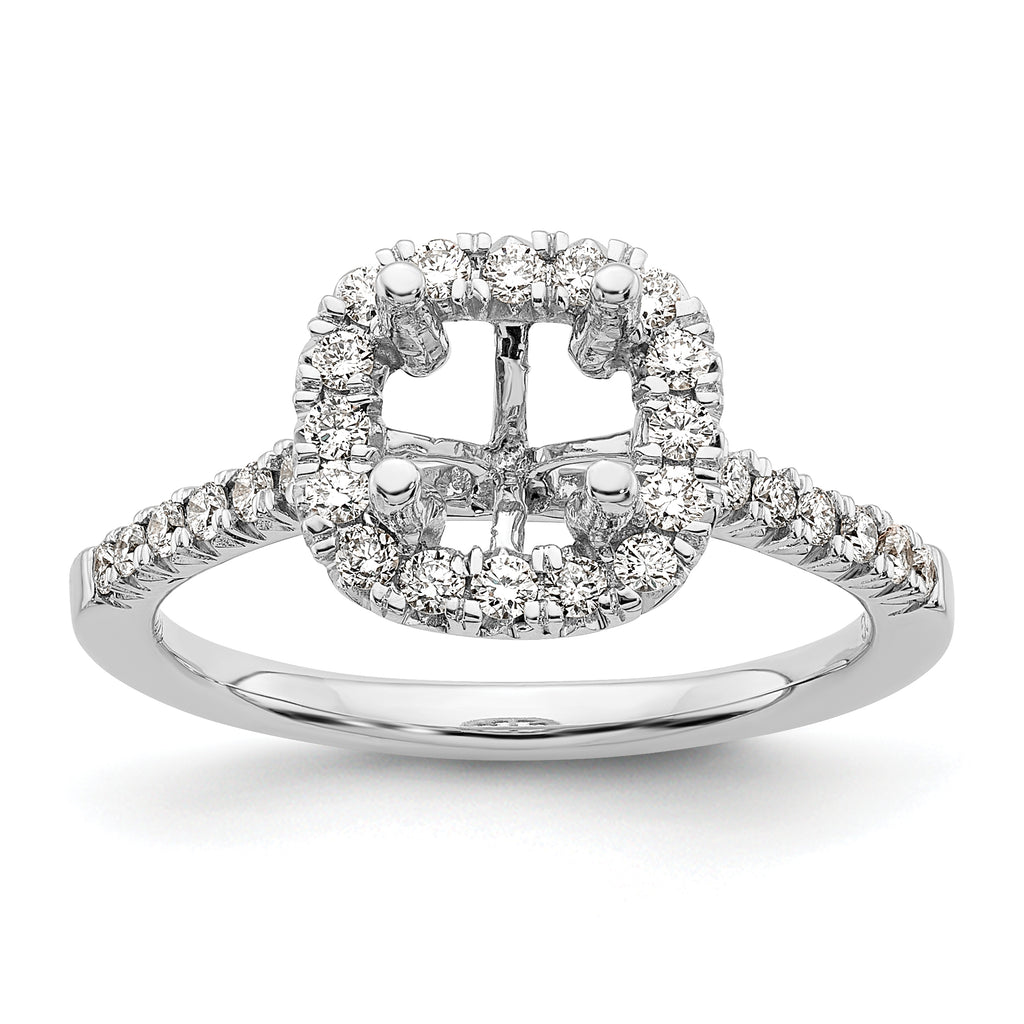 14k 3/8 carat Lab Grown Diamond VS/SI+ G+ 1 carat Cushion Center Semi Mount Halo Engagement Ring