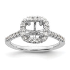 14k 3/8 carat Lab Grown Diamond VS/SI+ G+ 1 carat Cushion Center Semi Mount Halo Engagement Ring