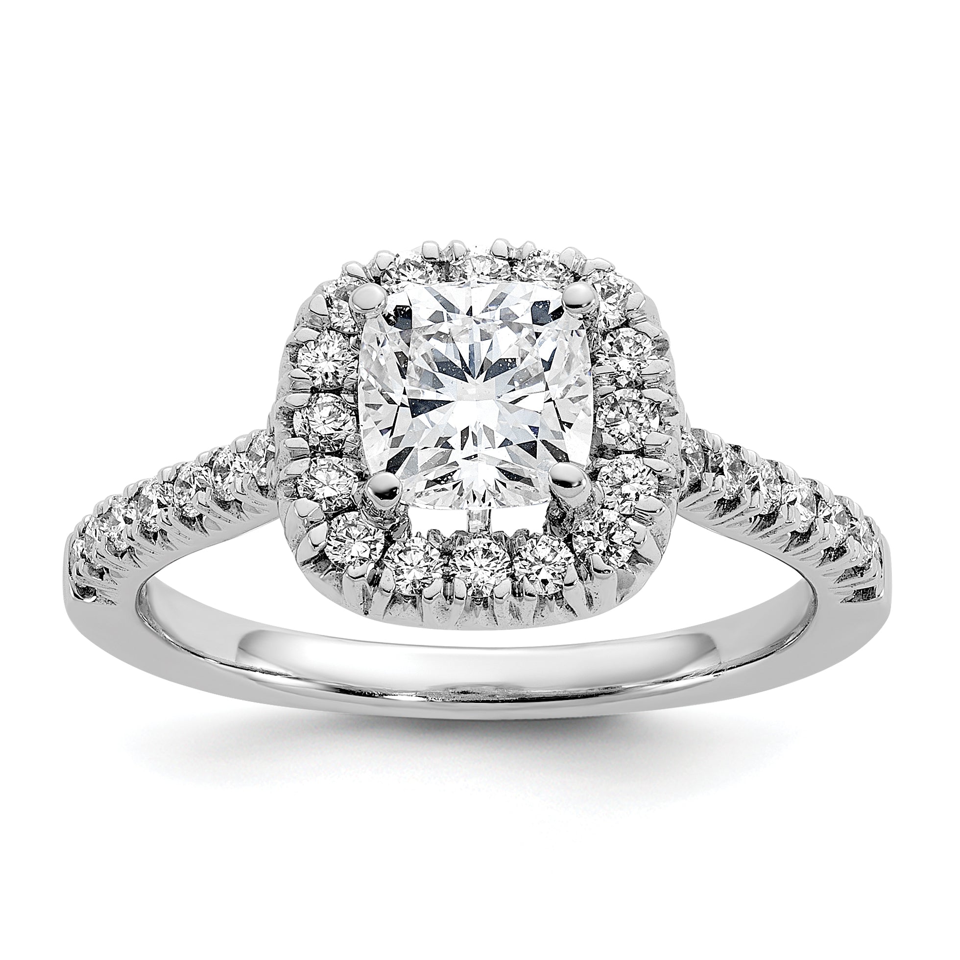 14k 3/8 carat Lab Grown Diamond VS/SI+ G+ 1 carat Cushion Center Semi Mount Halo Engagement Ring Main image