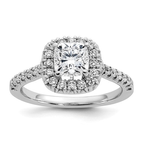 Cushion Lab-Grown Diamond Halo Engagement Ring in 14K White Gold (0.908 ct. tw.), Size 7 - Sophia Jewelers