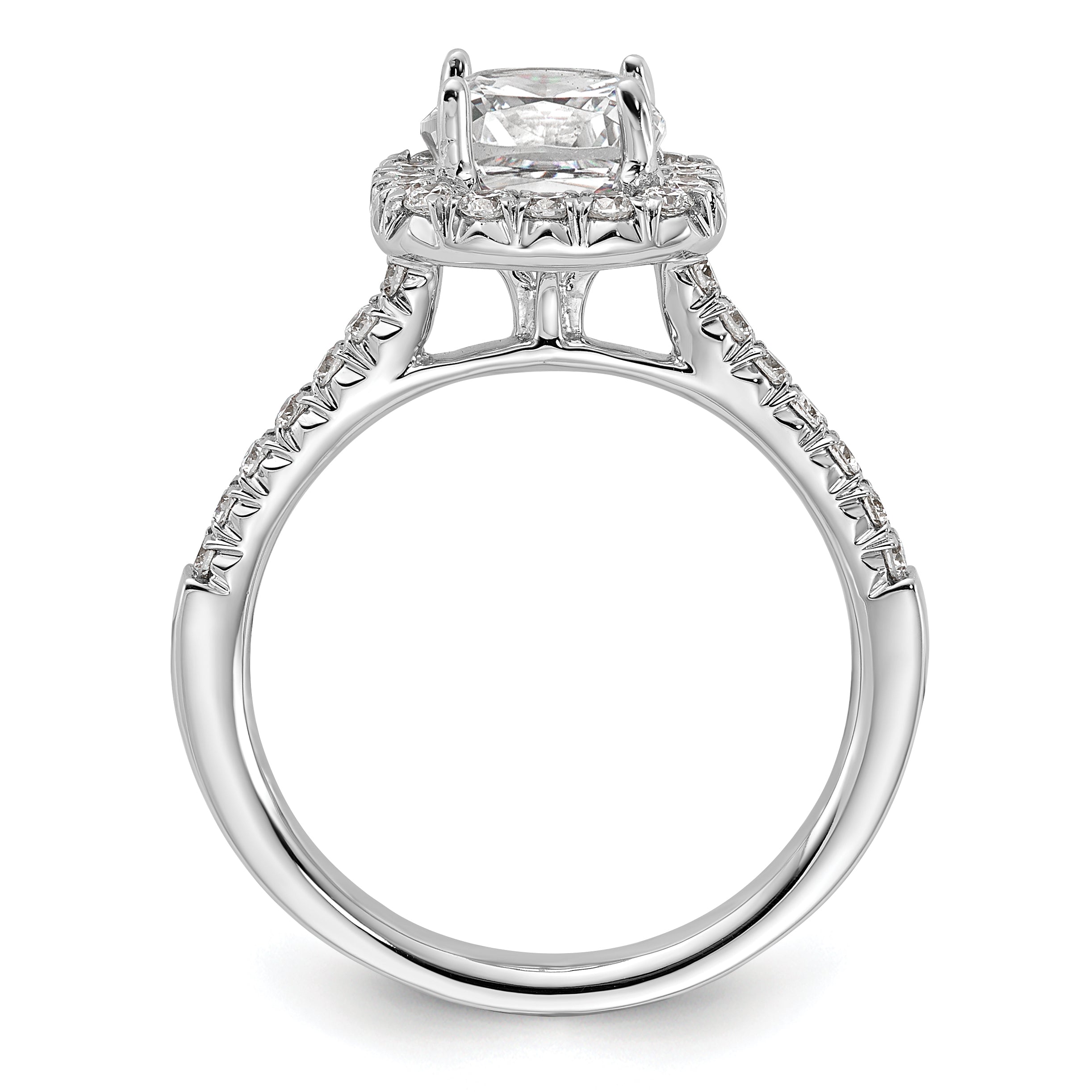 14k 1/2 carat Lab Grown Diamond VS/SI+ G+ 1 1/2 carat Cushion Center Semi Mount Halo Engagement Ring Secondary image
