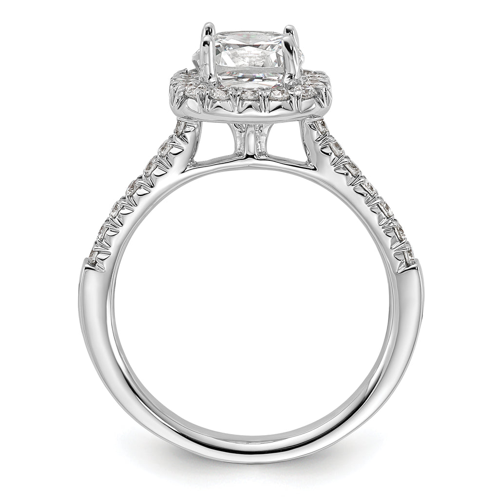 14k 1/2 carat Lab Grown Diamond VS/SI+ G+ 1 1/2 carat Cushion Center Semi Mount Halo Engagement Ring