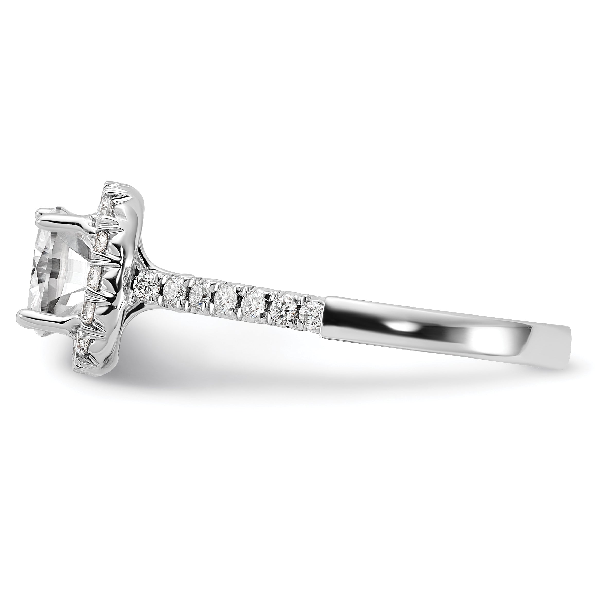 14k 1/2 carat Lab Grown Diamond VS/SI+ G+ 1 1/2 carat Cushion Center Semi Mount Halo Engagement Ring