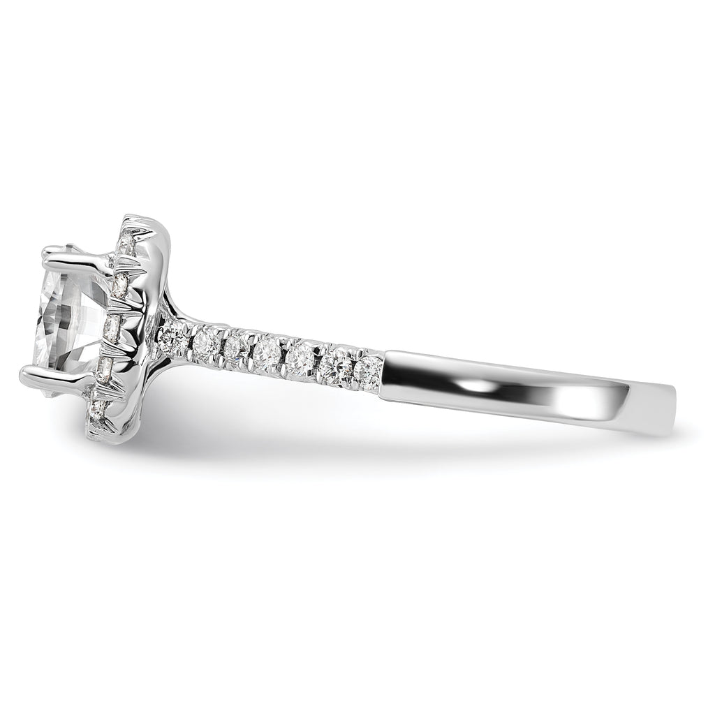 14k 1/2 carat Lab Grown Diamond VS/SI+ G+ 1 1/2 carat Cushion Center Semi Mount Halo Engagement Ring
