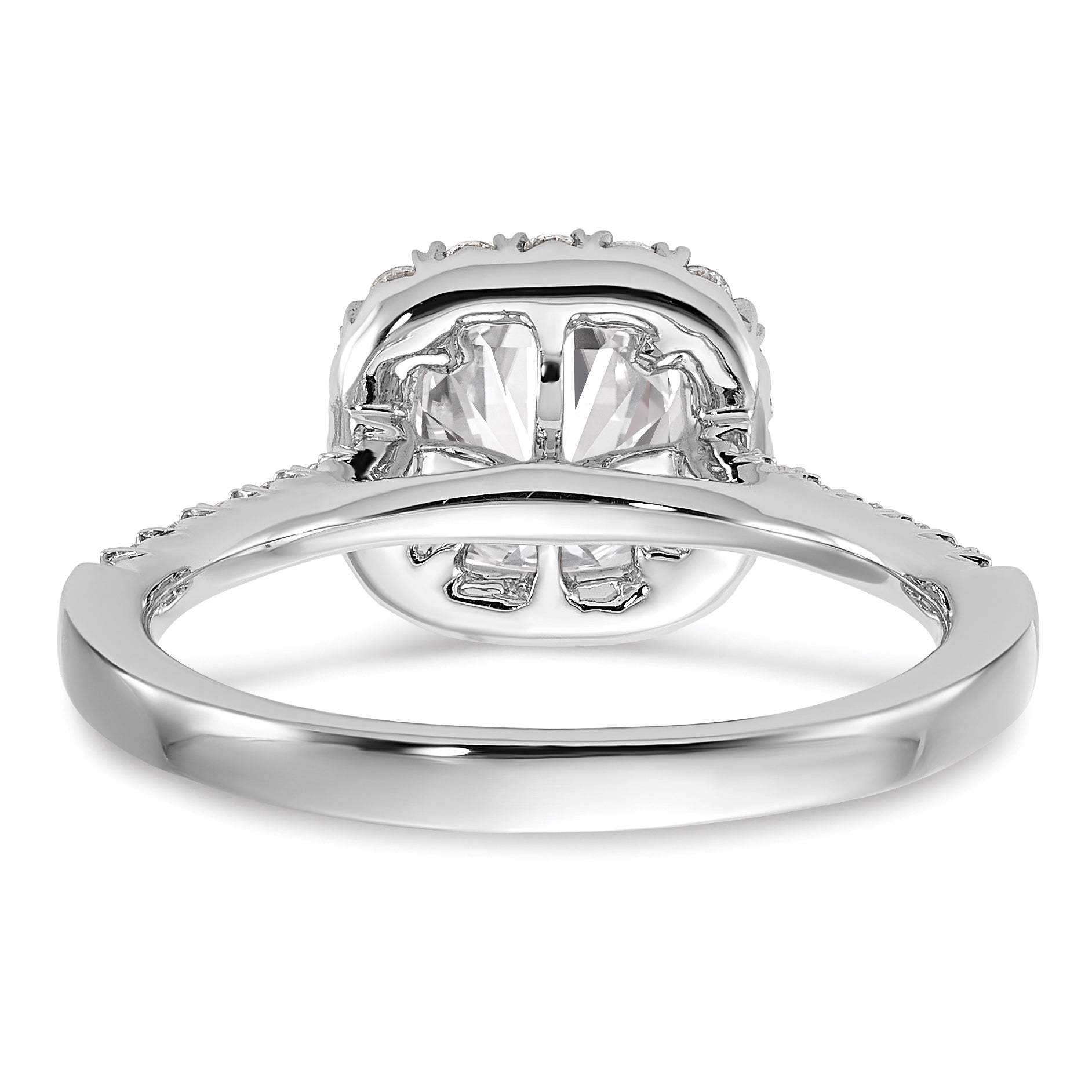 14k 1/2 carat Lab Grown Diamond VS/SI+ G+ 1 1/2 carat Cushion Center Semi Mount Halo Engagement Ring